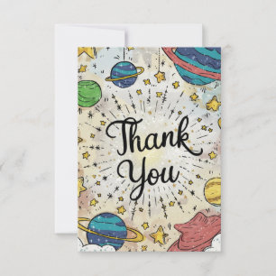 Pastel Whimsical Starry Celestial Thank You Card