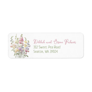Pastel Whimsical Sweet Pea Flowers Return Address