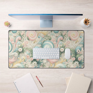 Pastel Whimsy Swirls: A Cottagecore Daydream Desk Mat