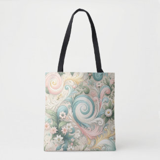 Pastel Whimsy Swirls: A Cottagecore Daydream Tote Bag