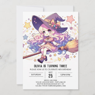 Pastel Whimsy Wizard Birthday Invitation