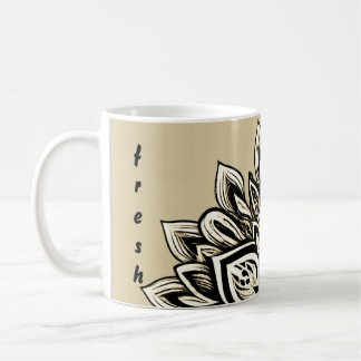 pastel white and pink floral mandala coffee mug