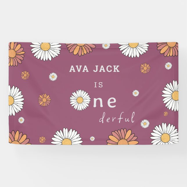 Pastel white and pink orange daisy flowers banner (Horizontal)