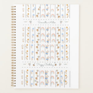 Pastel White Animal Themed Sequential Lions Rabbit Planner