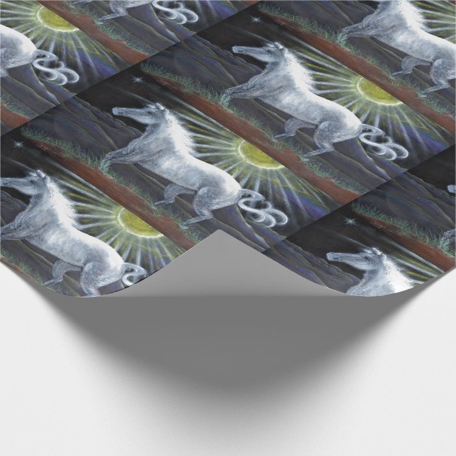 Pastel White Horse Gift Wrap (Corner)