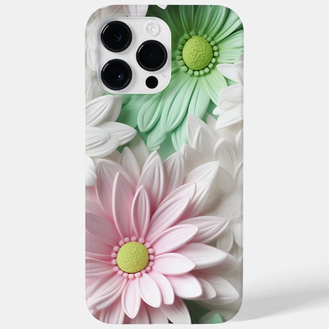 PASTEL WHITE PINK GREEN GERBERA DAISY FLOWERS Case-Mate iPhone CASE (Back)