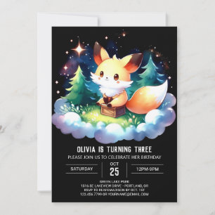 Pastel Wild Fox Birthday digital Invitation