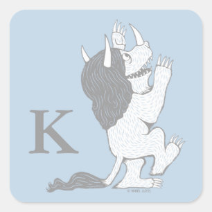 Pastel Wild Thing   Add Your Initial Square Sticker