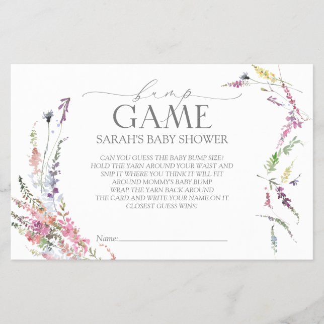 Pastel Wildflower Baby Shower Bingo Game Flyer (Front)