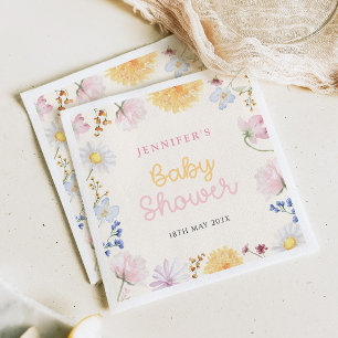 Pastel Wildflower Baby Shower Paper Napkin