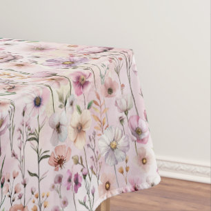 Pastel Wildflower Bloom Tablecloth – Dusty Pink Wa