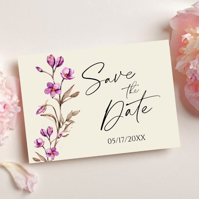 Pastel Wildflower Boho Wedding Save The Date Postcard (Creator Uploaded)