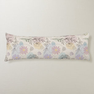 Pastel Wildflower Collage – Chic Floral Geometric Body Cushion