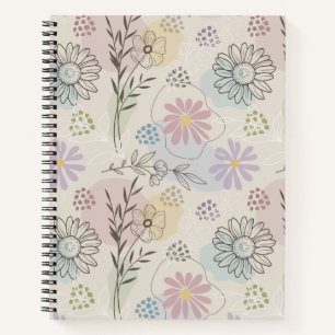 Pastel Wildflower Collage – Chic Floral Geometric Notebook