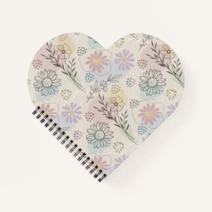 Pastel Wildflower Collage – Chic Floral Geometric Notebook