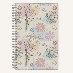 Pastel Wildflower Collage – Chic Floral Geometric Notebook