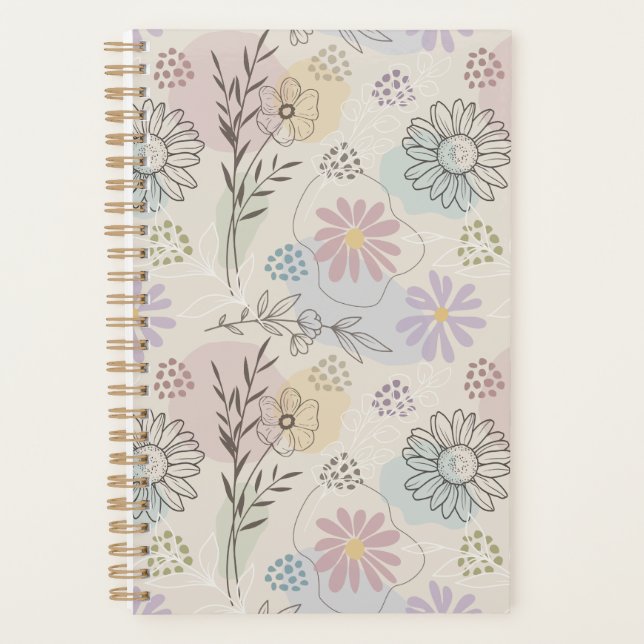 Pastel Wildflower Collage – Chic Floral Geometric  Planner (Front)