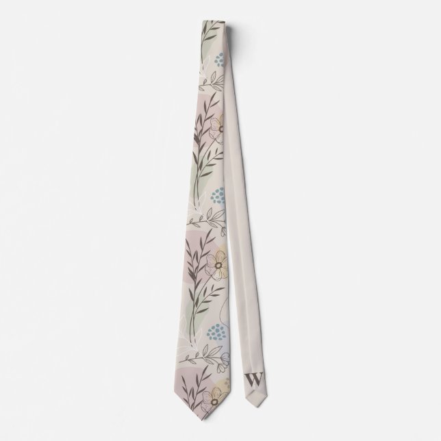 Pastel Wildflower Collage – Chic Floral Geometric  Tie (Front)