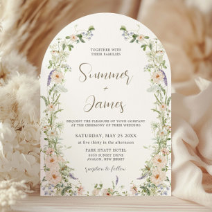 Pastel Wildflower Delicate Floral Wedding Arch Invitation
