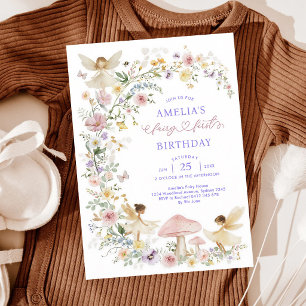 Pastel Wildflower Fairy First Birthday Invitation