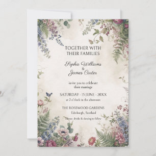 Pastel Wildflower Fern Wedding Invitation