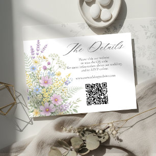 Pastel Wildflower Floral Garden Wedding Website QR Enclosure Card