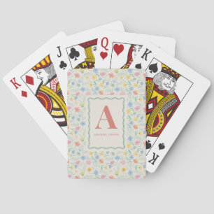 Pastel Wildflower Floral Personalised  Playing Cards