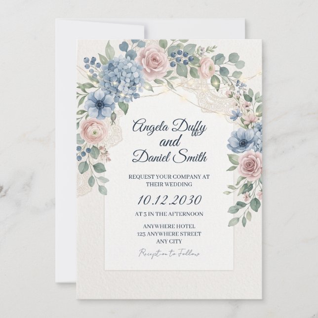 Pastel Wildflower Floral Wedding Invitation (Front)