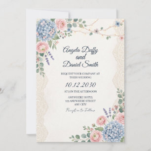 Pastel Wildflower Floral Wedding Invitation