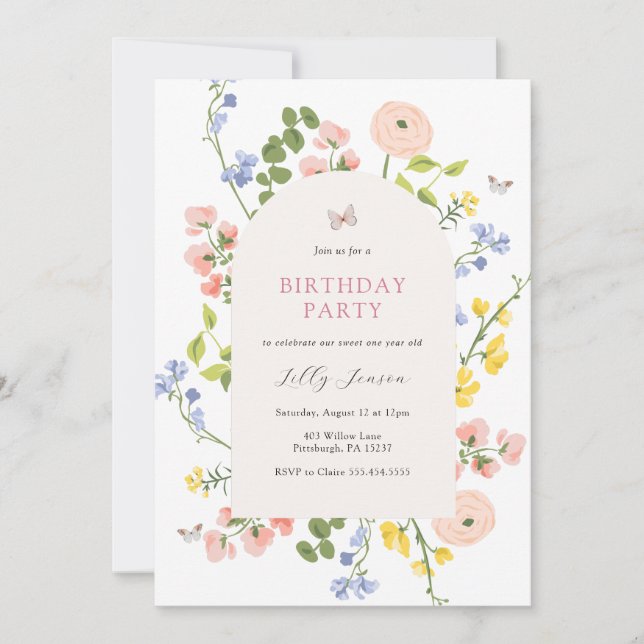 Pastel Wildflower Garden Birthday Invitation (Front)