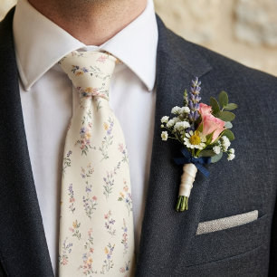 Pastel Wildflower Garden Wedding Tie