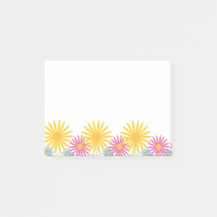 Pastel wildflower garland on white post-it notes