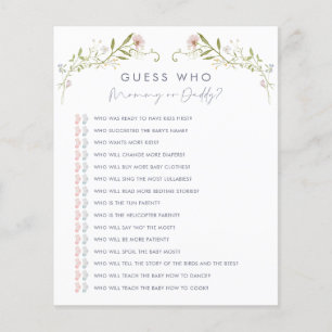 Pastel Wildflower Guess Who Baby Shower Game