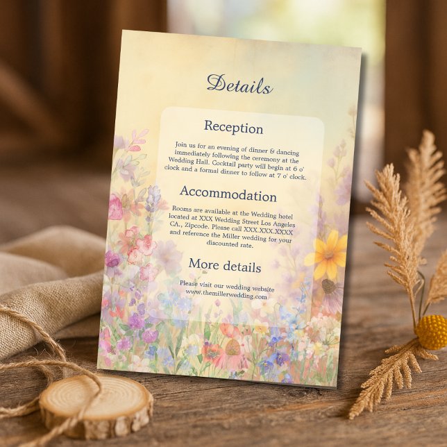 Pastel Wildflower Meadow Barn Wedding Enclosure Card (Creator Uploaded)
