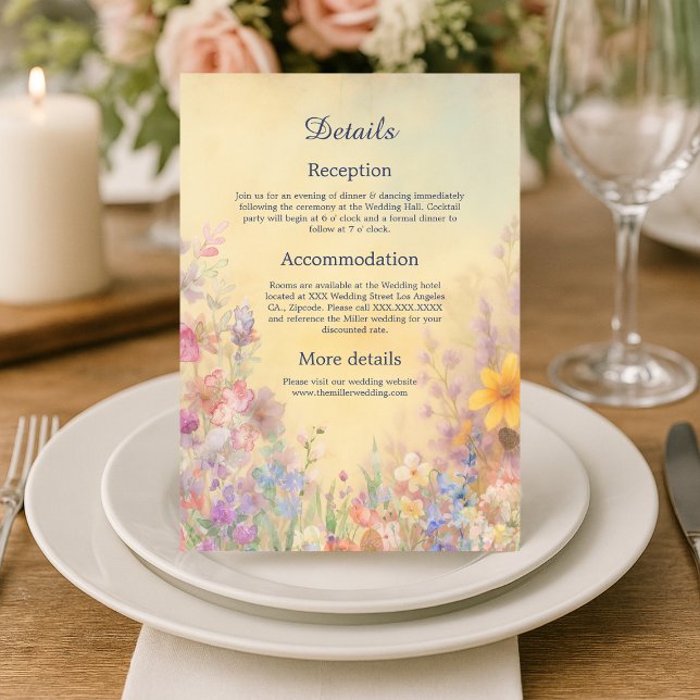 Pastel Wildflower Meadow Barn Wedding Enclosure Card (Creator Uploaded)