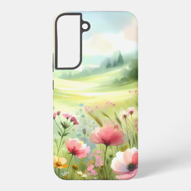 Pastel Wildflower Meadow Landscape Samsung Galaxy S22+ Case (Back)