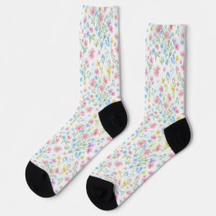 Pastel Wildflower Meadow Pattern Socks
