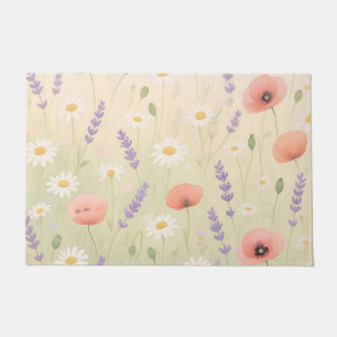 Pastel Wildflower Meadow Soft Bloom Doormat
