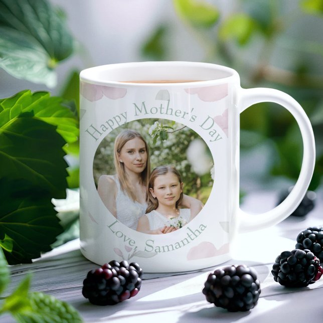Pastel Wildflower Mug with Custom Photo & Text (Creator Uploaded)
