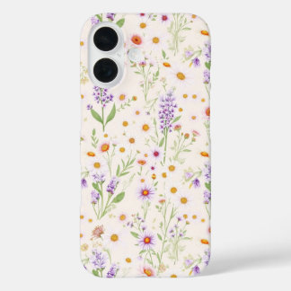 Pastel Wildflower Pattern iPhone 16 Case