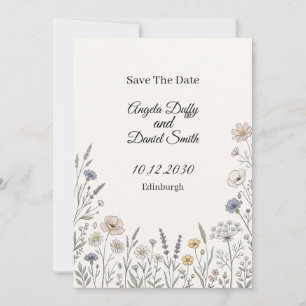 Pastel Wildflower Save the Date Card