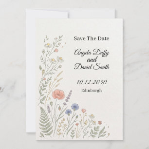 Pastel Wildflower Save the Date Card