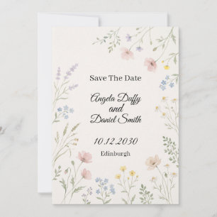 Pastel Wildflower Save the Date Card