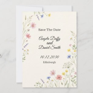 Pastel Wildflower Save the Date Card