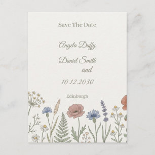 Pastel Wildflower Save the Date Postcard