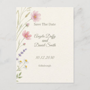 Pastel Wildflower Save the Date Postcard