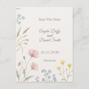 Pastel Wildflower Save the Date Postcard
