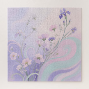 Pastel Wildflower Swirl Art Jigsaw Puzzle