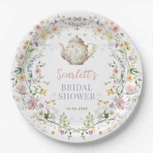 Pastel Wildflower Time for Tea Bridal Shower Paper Plate