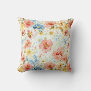 Pastel Wildflower Watercolor Botanical Floral Home Cushion